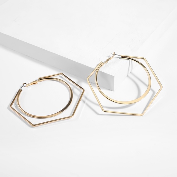 Geometric Hoop Earrings - Picture 6 of 8
